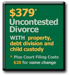 $379* Opelika Alabama Uncontested Divorce with property and debt division plus child custody and support agreement